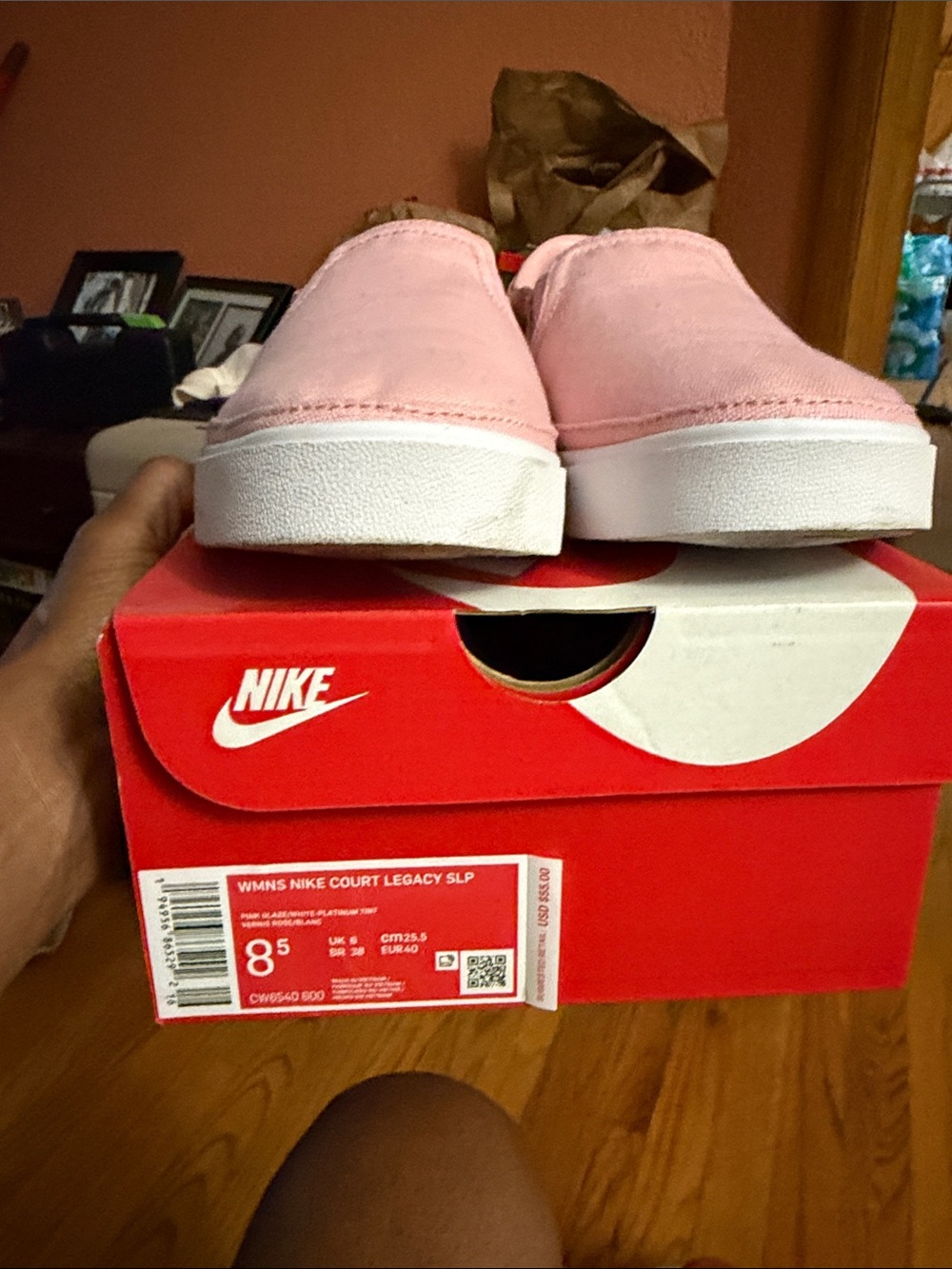 Nike Women’s Slip-On Sneakers in Light Pink with White Sole
